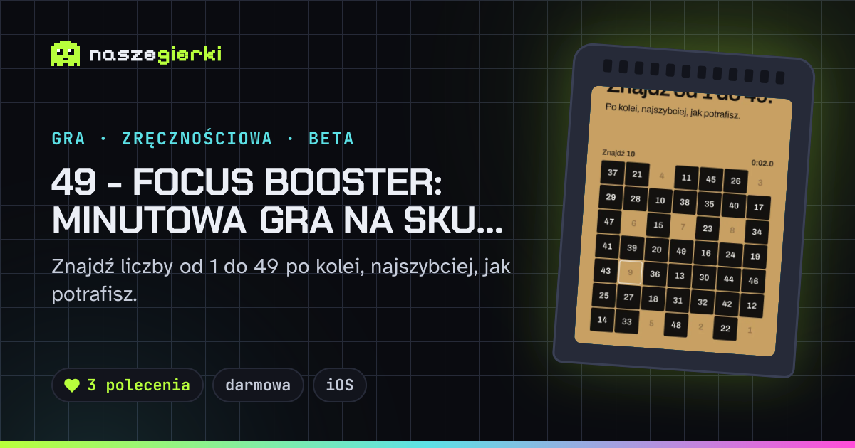 Podgląd linku do gry 49 - Focus Booster: minutowa gra na skupienie dla iPhone'a