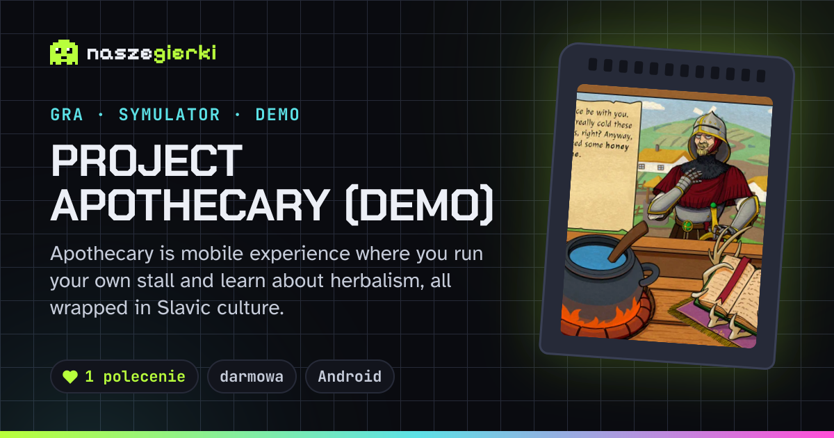 Podgląd linku do gry Project Apothecary (DEMO)